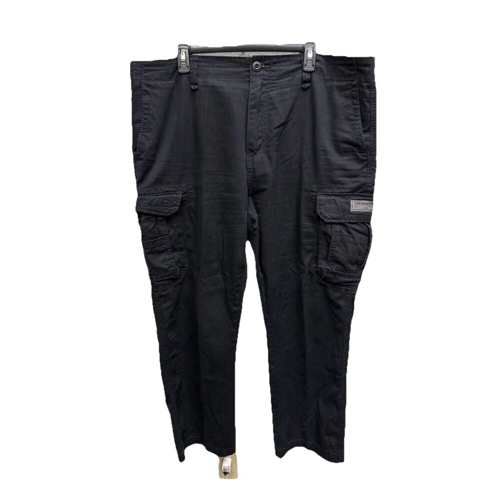 Unionbay Cargo Pants Black Tactical Men 40X30” Zip Pockets Cotton